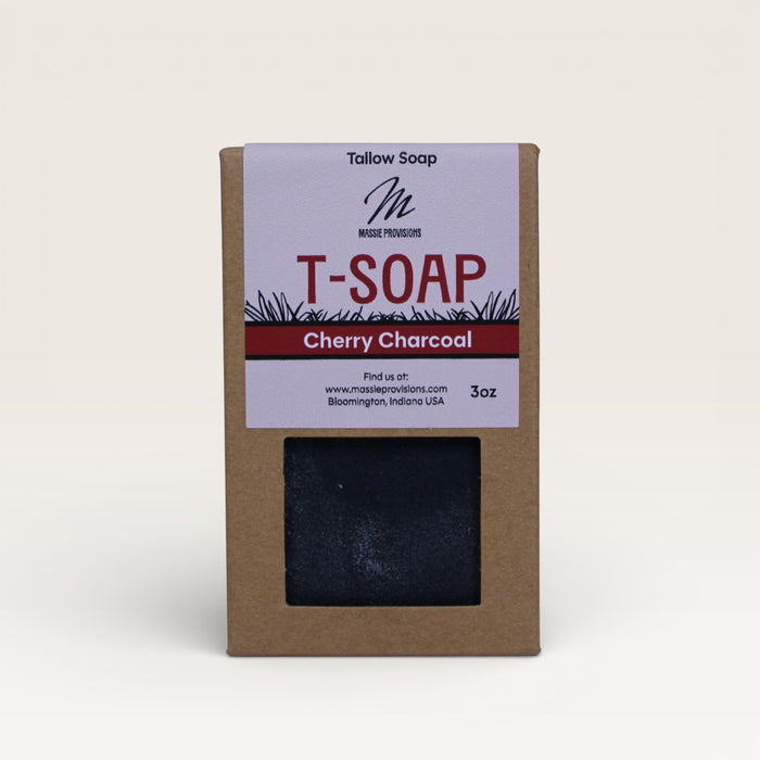 Massie Provisions T-Soap bar with a smooth texture and subtle color, resting on a wooden surface.