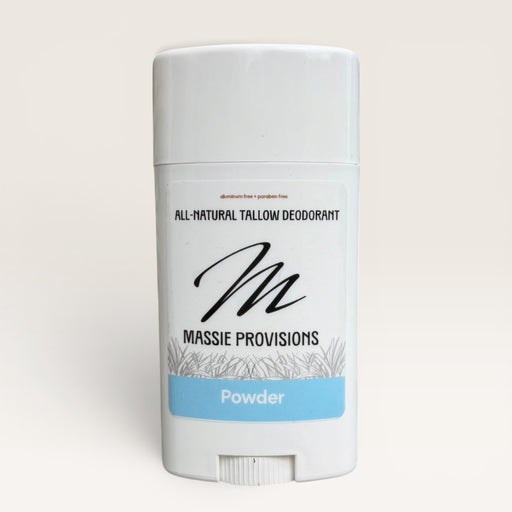 Massie Provisions deodorant stick with sleek packaging, ready for use to keep you fresh all day.