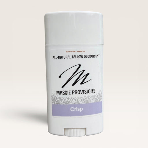 Massie Provisions deodorant stick in a sleek container, ready for daily use to keep you fresh and odor-free.